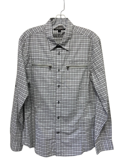 John Varvatos Size M Gray & White Cotton Blend Plaid Button up Long Sleeve Shirt Gray & White / M