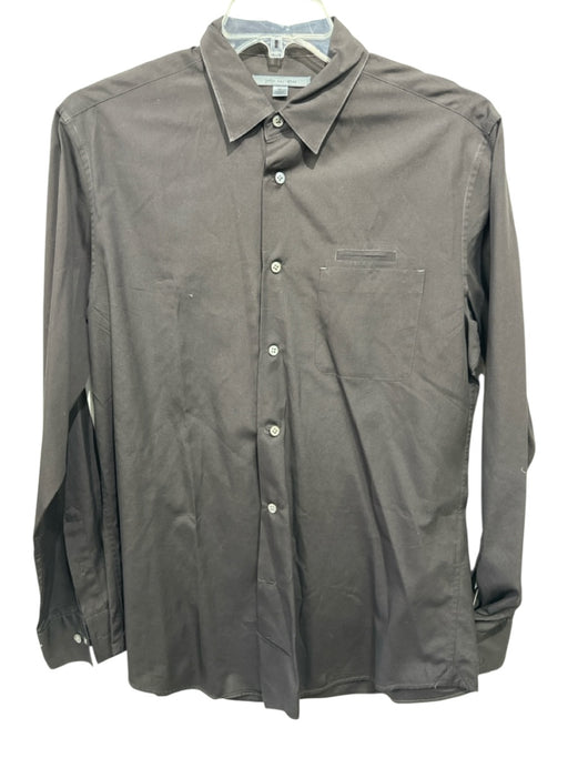 John Varvatos Size M Brown Cotton Blend Solid Button Up Men's Long Sleeve Shirt Brown / M