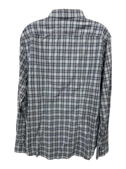 John Varvatos Size M Gray & Beige Print Cotton Plaid Button Up Long Sleeve Shirt Gray & Beige Print / M