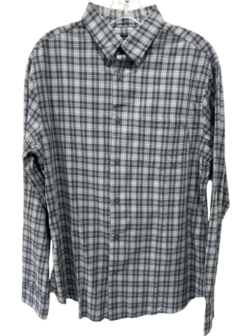 John Varvatos Size M Gray & Beige Print Cotton Plaid Button Up Long Sleeve Shirt Gray & Beige Print / M