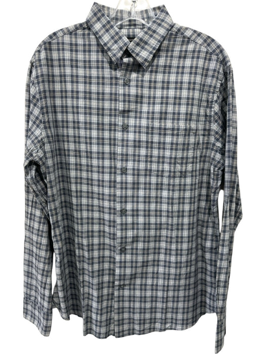 John Varvatos Size M Gray & Beige Print Cotton Plaid Button Up Long Sleeve Shirt Gray & Beige Print / M