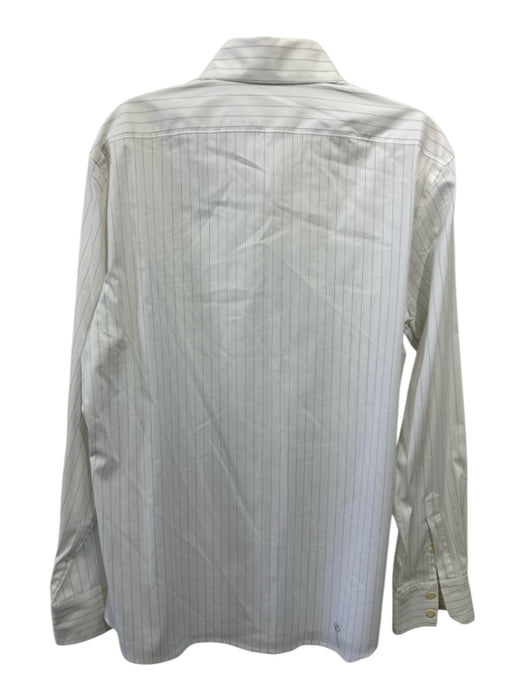 Theory Size M White & Black Cotton Striped Button Up Men's Long Sleeve Shirt White & Black / M