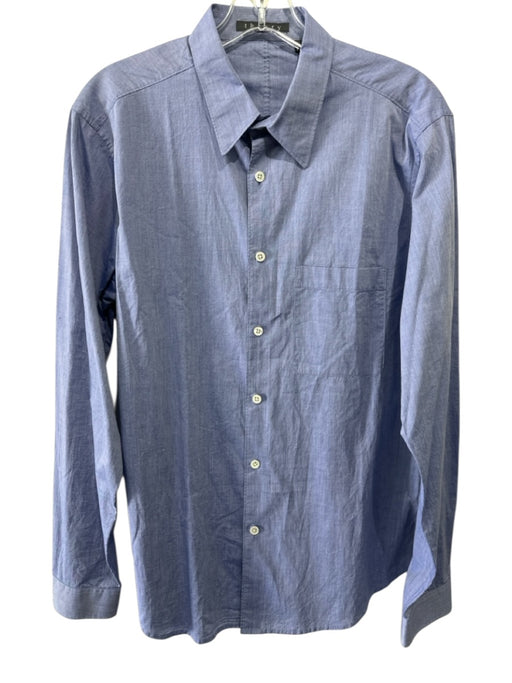 Theory Size M Blue Cotton Blend Solid front pocket Men's Long Sleeve Shirt Blue / M