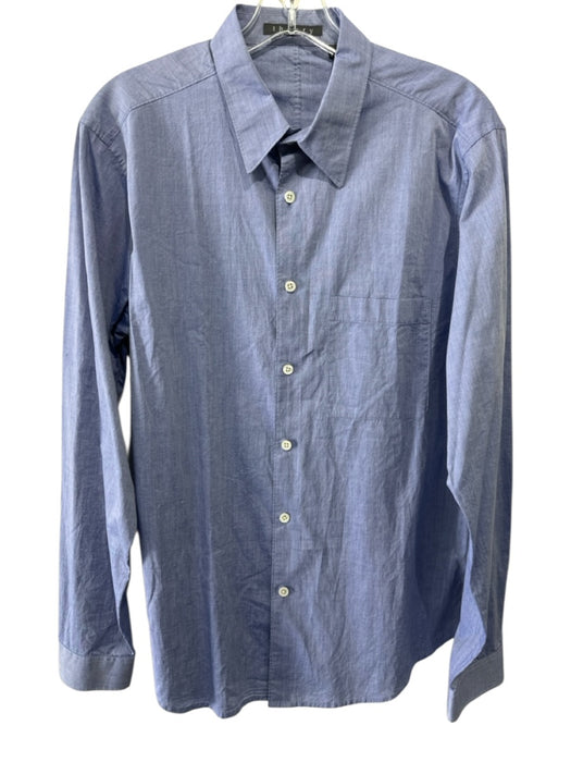 Theory Size M Blue Cotton Blend Solid front pocket Men's Long Sleeve Shirt Blue / M