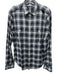 Theory NWT Size M Navy & Blue Cotton Plaid Button Up Men's Long Sleeve Shirt Navy & Blue / M
