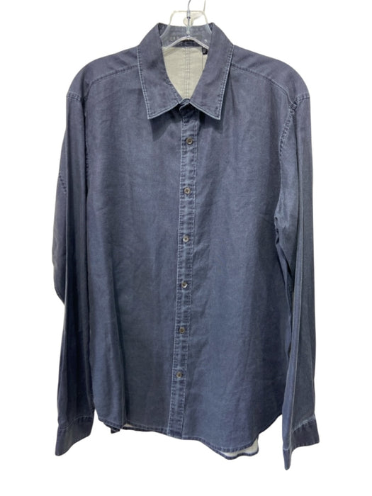 Theory NWT Size L Gray Cotton Blend Faded Button Up Men's Long Sleeve Shirt Gray / L