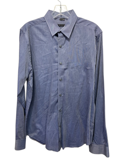 Theory Size M Blue & Light Blue Cotton Striped Button up Men's Long Sleeve Shirt Blue & Light Blue / M