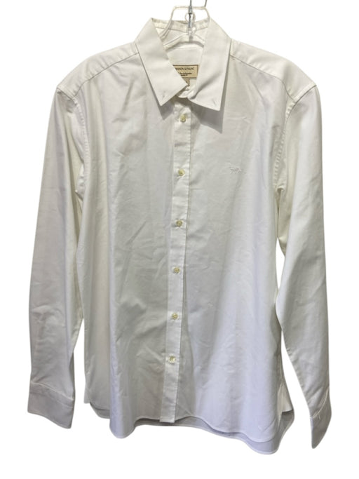 Maison Kitsune NWT Size 41 White Cotton Blend Solid Oxford Long Sleeve Shirt White / 41
