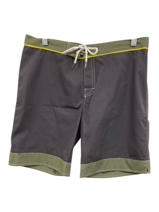 parke & ronen NWT Size 32 Gray & Green Synthetic Solid Swim Trunks Men's Shorts Gray & Green / 32