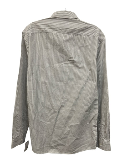 Acne NWT Size M Gray & White Cotton Striped Button Up Men's Long Sleeve Shirt Gray & White / M