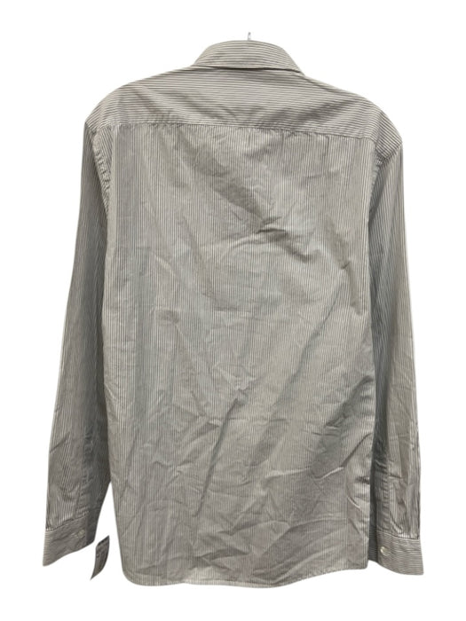 Acne NWT Size M Gray & White Cotton Striped Button Up Men's Long Sleeve Shirt Gray & White / M