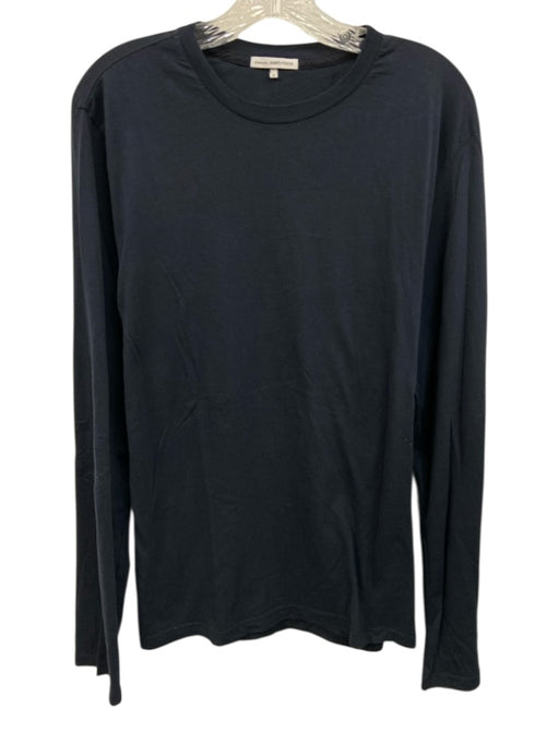 James Perse Size 2 Navy Cotton Solid T shirt Crew Men's Long Sleeve Shirt Navy / 2
