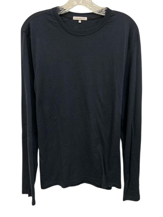 James Perse Size 2 Navy Cotton Solid T shirt Crew Men's Long Sleeve Shirt Navy / 2
