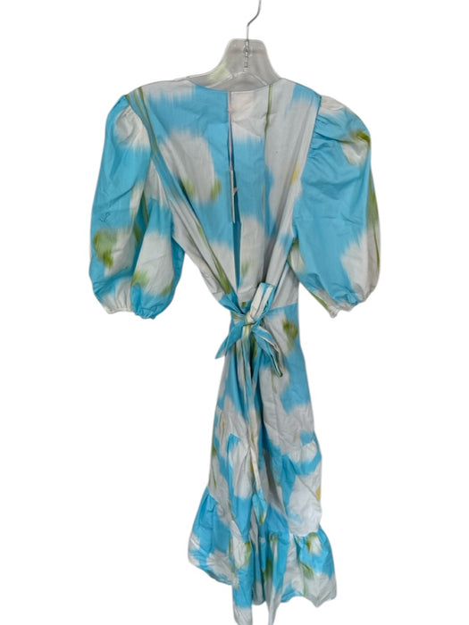 Hutch Size S Blue & White Cotton Floral V Neck Bubble Sleeve Maxi Dress Blue & White / S