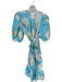 Hutch Size S Blue & White Cotton Floral V Neck Bubble Sleeve Maxi Dress Blue & White / S