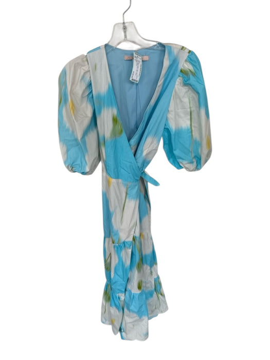 Hutch Size S Blue & White Cotton Floral V Neck Bubble Sleeve Maxi Dress Blue & White / S