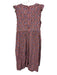 J. Crew Size XL Pink, Brown, Blue Cotton Blend Shirred block print floral Dress Pink, Brown, Blue / XL