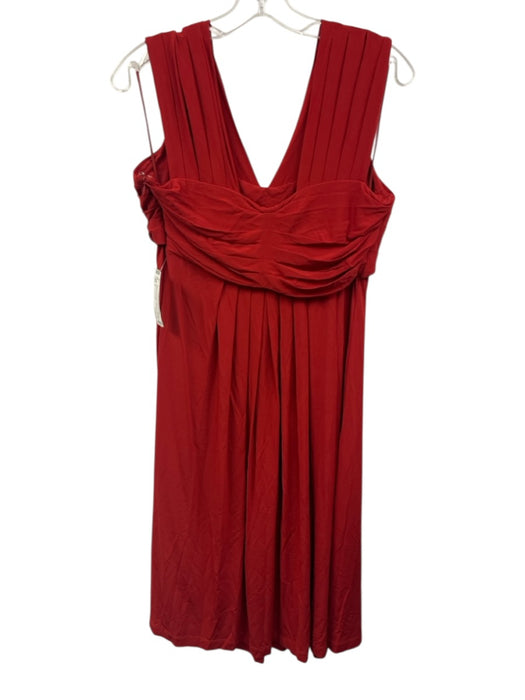Max Mara Studio Size L Red Viscose Blend Pleated A Line V Neck Knee length Dress Red / L