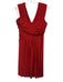 Max Mara Studio Size L Red Viscose Blend Pleated A Line V Neck Knee length Dress Red / L