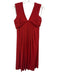 Max Mara Studio Size L Red Viscose Blend Pleated A Line V Neck Knee length Dress Red / L