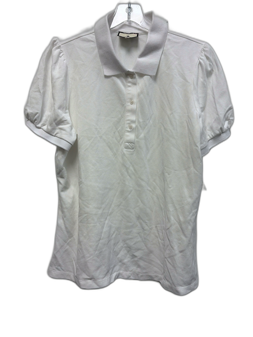 Tuckernuck Size XL White Cotton Pique Short Sleeve Puff Shoulder Polo Top White / XL