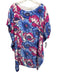 Marie Oliver Size XL Blue, Pink, White Silk Short Sleeve Floral Print Dress Blue, Pink, White / XL