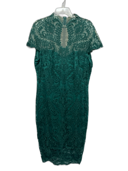 Tadashi Shoji Size 16 Green Polyester Cap Sleeve Maxi Floral Embroideries Dress Green / 16