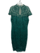 Tadashi Shoji Size 16 Green Polyester Cap Sleeve Maxi Floral Embroideries Dress Green / 16