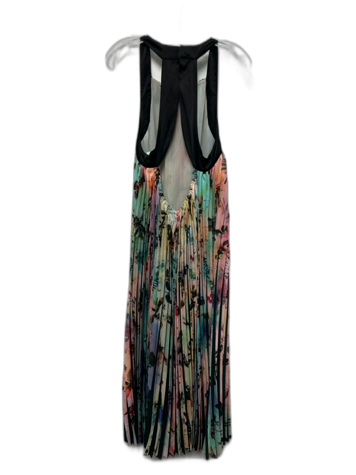 Anthropologie Size L Green, Black, Multi Polyester Sleeveless Pleated Maxi Dress Green, Black, Multi / L