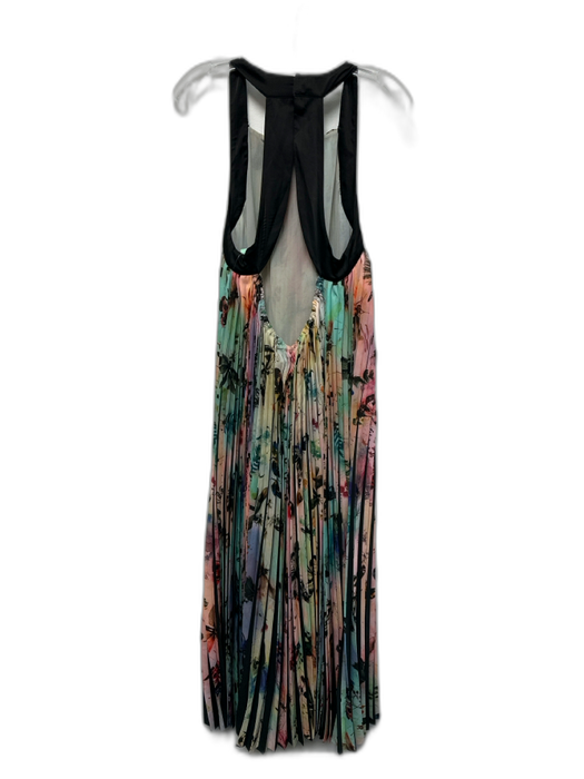 Anthropologie Size L Green, Black, Multi Polyester Sleeveless Pleated Maxi Dress Green, Black, Multi / L