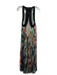 Anthropologie Size L Green, Black, Multi Polyester Sleeveless Pleated Maxi Dress Green, Black, Multi / L