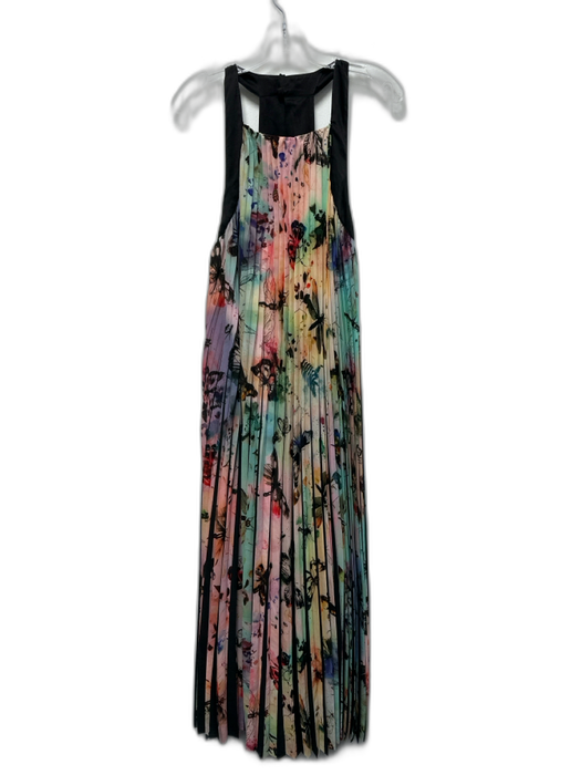 Anthropologie Size L Green, Black, Multi Polyester Sleeveless Pleated Maxi Dress Green, Black, Multi / L