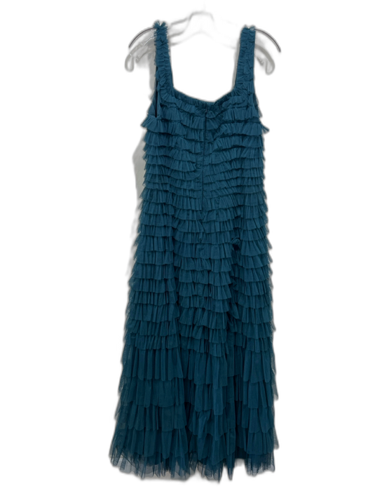 Mac Duggal Size 12 Forest Green Polyester Sleeveless Ruffles Square Neck Gown Forest Green / 12