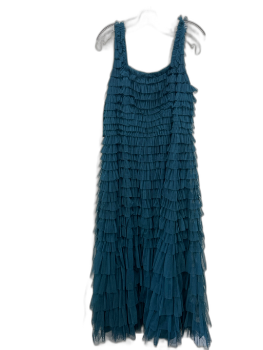 Mac Duggal Size 12 Forest Green Polyester Sleeveless Ruffles Square Neck Gown Forest Green / 12