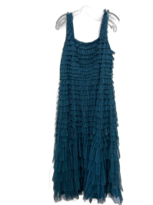 Mac Duggal Size 12 Forest Green Polyester Sleeveless Ruffles Square Neck Gown Forest Green / 12