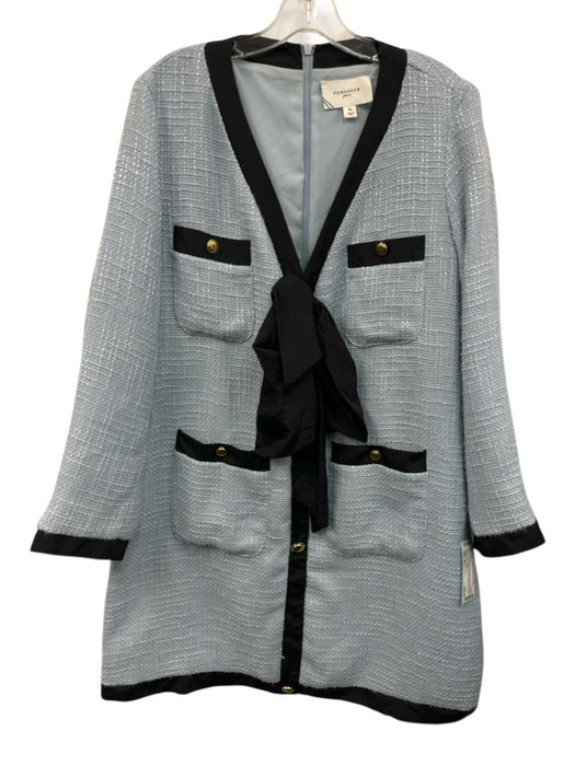 Pomander Place Size XL Light Blue & Black Polyester Tweed Contrast Trim Dress Light Blue & Black / XL
