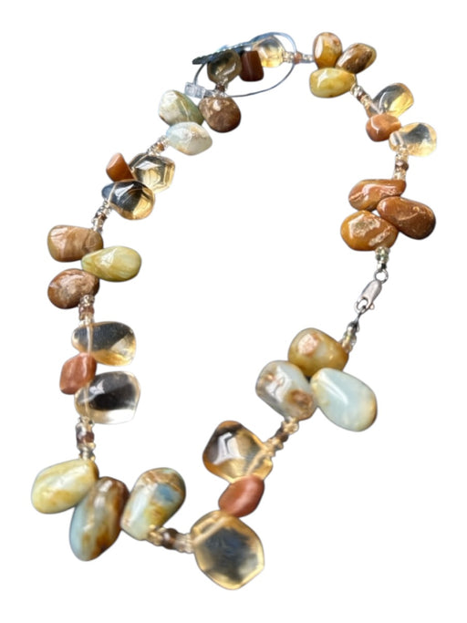 Amber Beaded Jewel Clasp Choker Necklace Amber