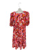 LaRoque Size S Pink & Orange Polyester Abstract V Neck Cap Sleeve Maxi Dress Pink & Orange / S
