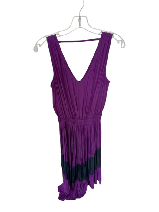 Ramy Brook Size S Purple & Black Polyester Waistband V Neck Maxi Dress Purple & Black / S