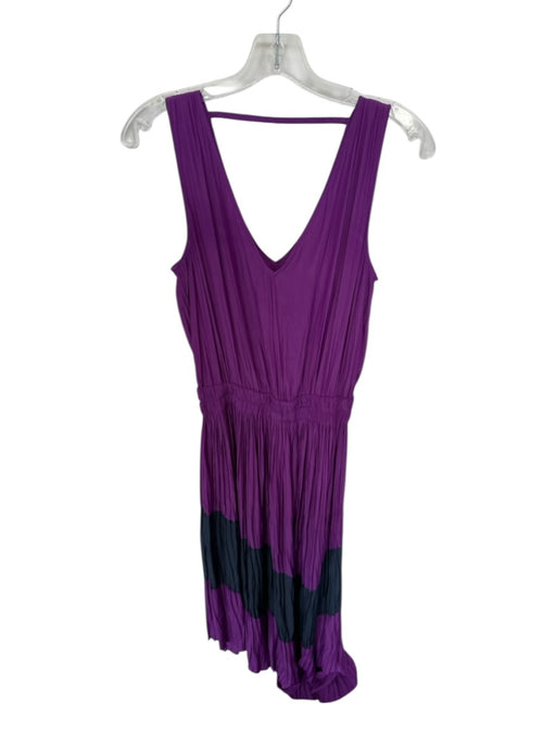 Ramy Brook Size S Purple & Black Polyester Waistband V Neck Maxi Dress Purple & Black / S