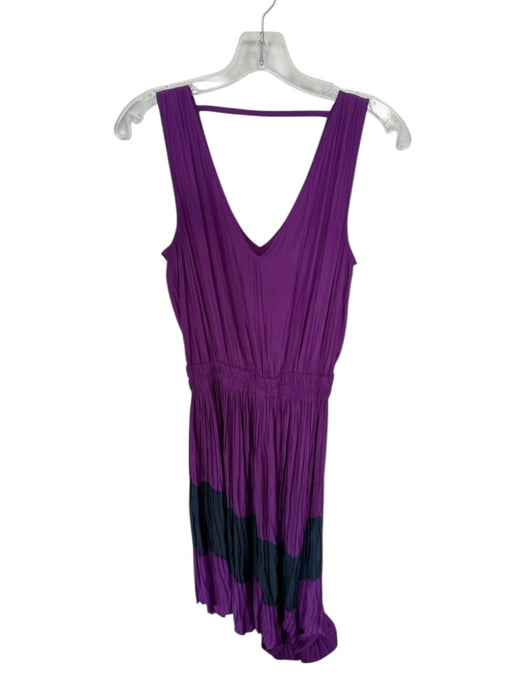 Ramy Brook Size S Purple & Black Polyester Waistband V Neck Maxi Dress Purple & Black / S
