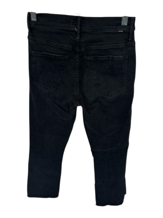 Mother Size 26 Black Cotton & Acetate Denim Raw Hem Cropped Jeans Black / 26
