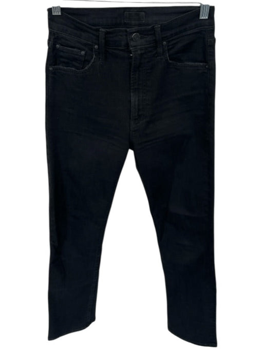 Mother Size 26 Black Cotton Denim High Waisted Straight Jeans Black / 26