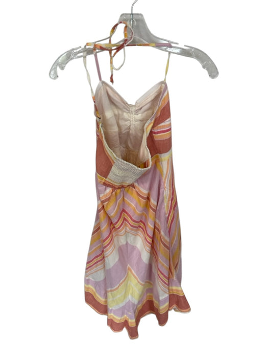 Anthropologie Size 2 Orange & Yellow Cotton Blend Spaghetti Strap Striped Dress Orange & Yellow / 2