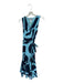 Hutch Size S Blue & Navy Polyester Blend Abstract V Neck Tie Around Midi Dress Blue & Navy / S