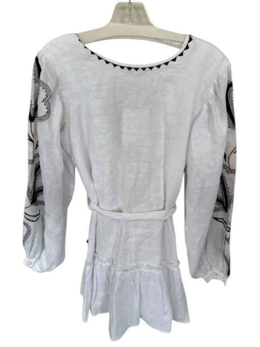 Karina Grimaldi Size S White Cotton V Neck Stitch Detail Tassle Detail Dress White / S