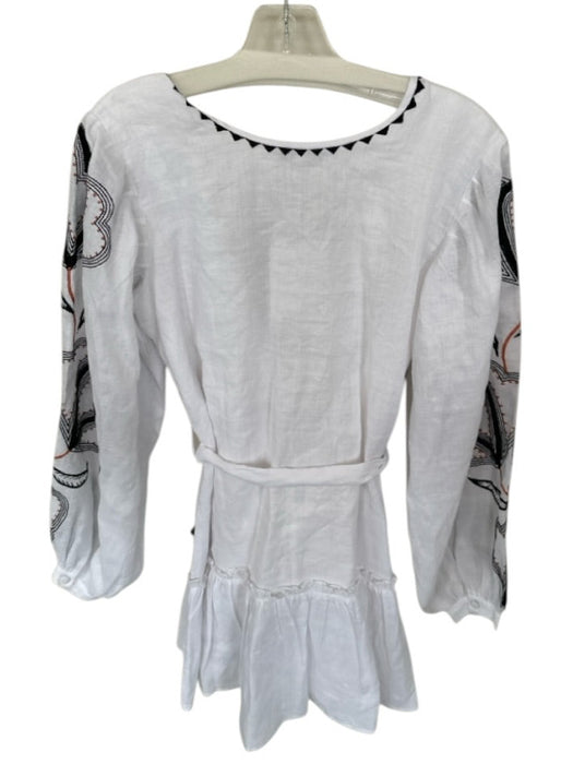 Karina Grimaldi Size S White Cotton V Neck Stitch Detail Tassle Detail Dress White / S
