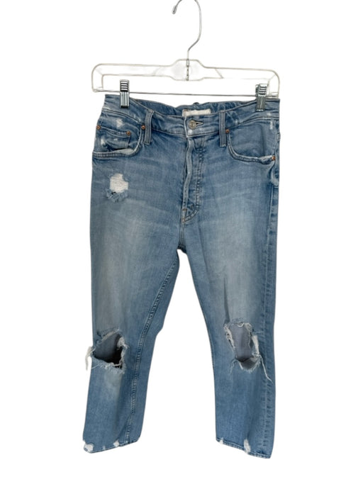 Mother Size 28 Medium Wash Cotton Blend Denim Raw Hem Button Fly Jeans Medium Wash / 28