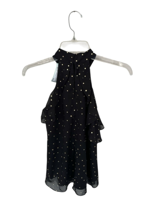 Amanda Uprichard Size P Black Silk Metallic Accent stars V Neck Top Black / P