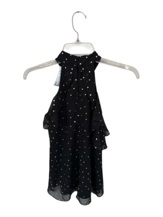 Amanda Uprichard Size P Black Silk Metallic Accent stars V Neck Top Black / P
